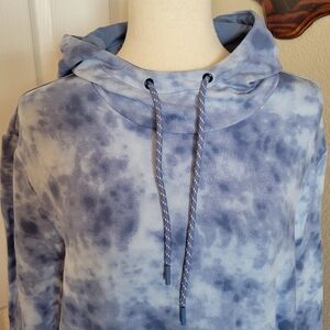 Oversized Tie Dye Hoodie Sweatshirt Blue Periwinkle Size L